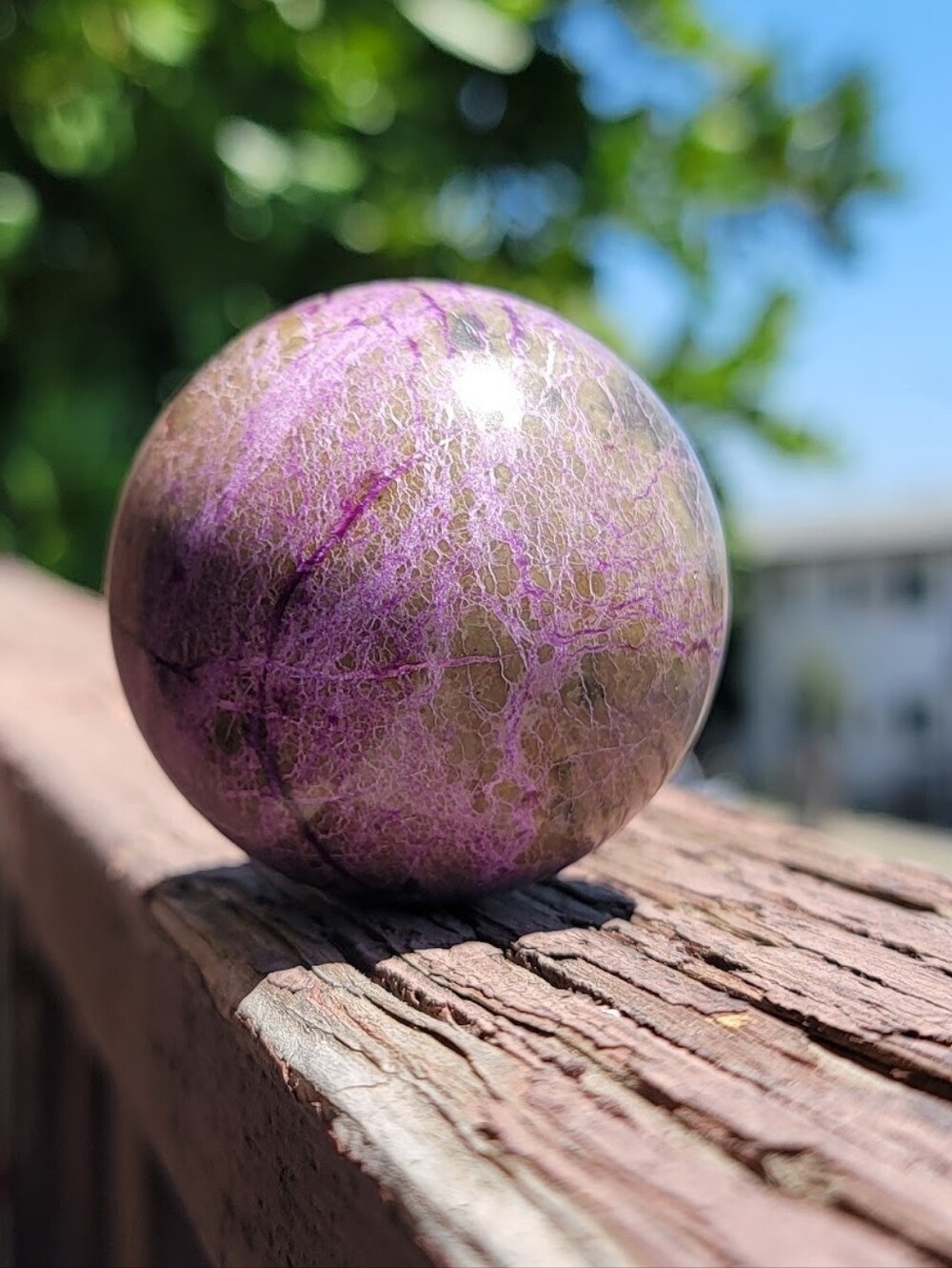 (B) NEW 51.3MM SILVER FLASH ATLANTISITE SPHERE